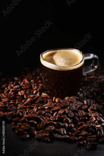 A cup with black coffee