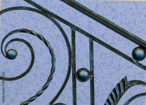Forged elements of a metal gate, flowers from metal