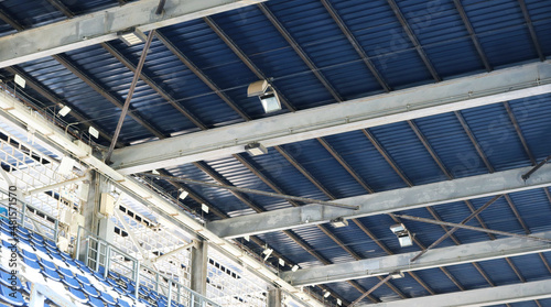 Obraz na plátně Stadium roof cantilever steel beam structure.