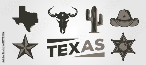set of texas logo vector bundle illustration design, western vintage collection vector symbol design