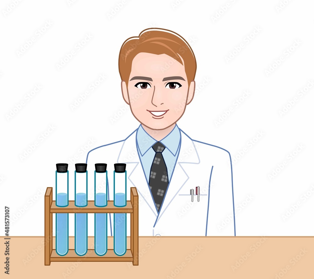 白衣を着た研究者の男性 白衣を着た研究者の男性