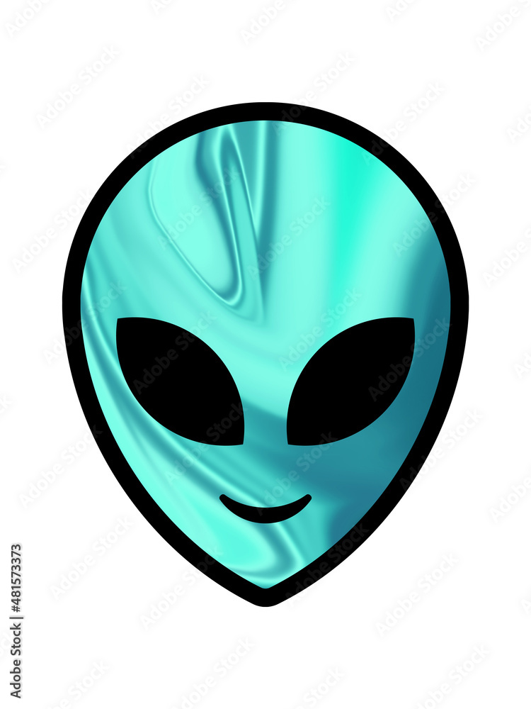 Alien head. Psychedelic glossy holographic alien head on white background illustration. Extraterrestrial alien face or head symbol art illustration icon for apps, fashion, sticker, poster. Alien head. Psychedelic glossy holographic alien head on white background illustration. Extraterrestrial alien face or head symbol art illustration icon for apps, fashion, sticker, poster.