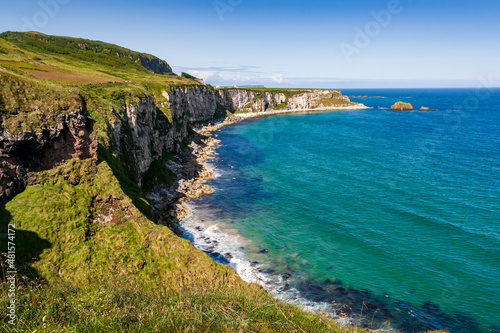 View of the Atlantic coast in the Northern Ireland during the summer