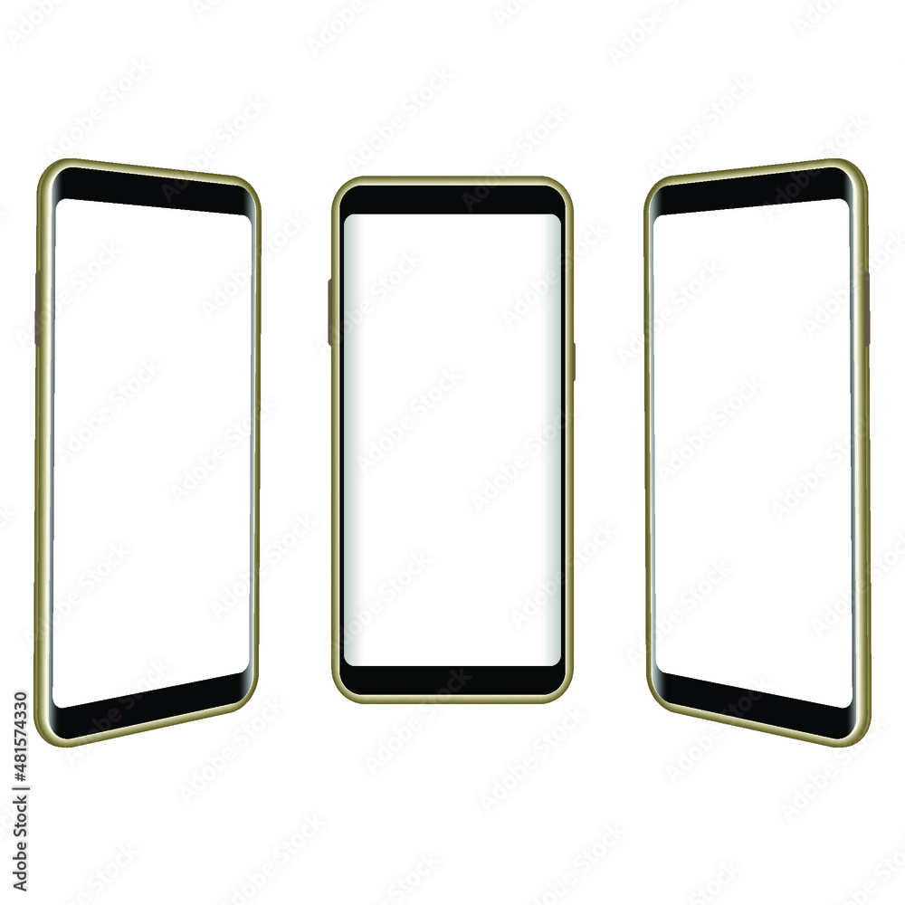 Smartphones display realistic mock-up. Isolated blank screen mobile. Graphic vector illustrator.