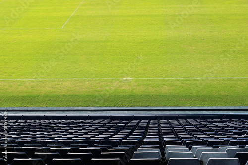 Football field view from grandstand. 