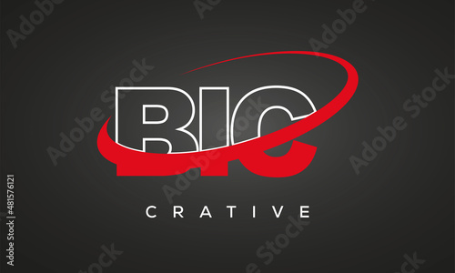 BIC creative letters logo with 360 symbol vector art template design	