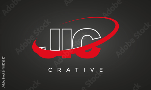 JIC creative letters logo with 360 symbol vector art template design	 photo