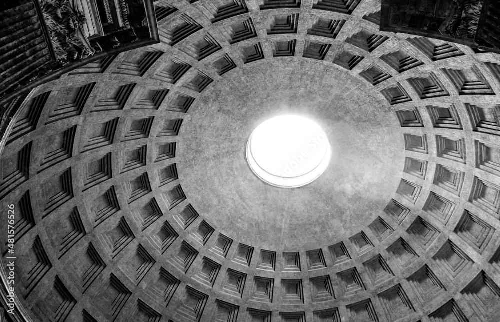 Abstract view of the roof in pantheon, Rome