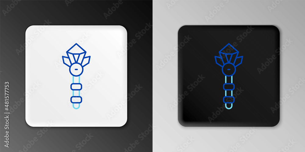 Line Magic wand icon isolated on grey background. Star shape magic accessory. Magical power. Colorful outline concept. Vector Line Magic wand icon isolated on grey background. Star shape magic accessory. Magical power. Colorful outline concept. Vector