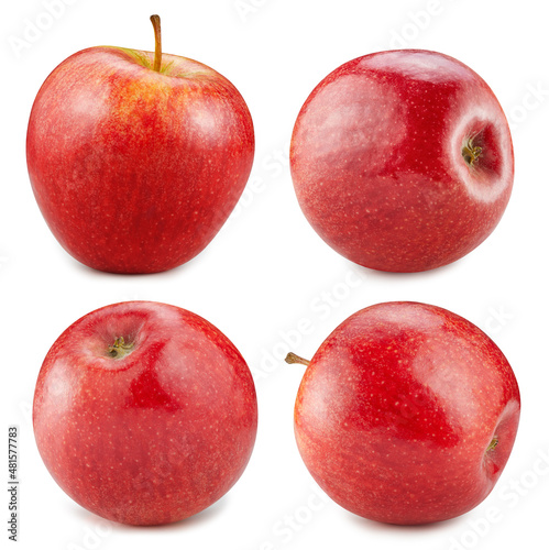 Red apple collection. Apple isolated on white background. Apple macro. With clipping path