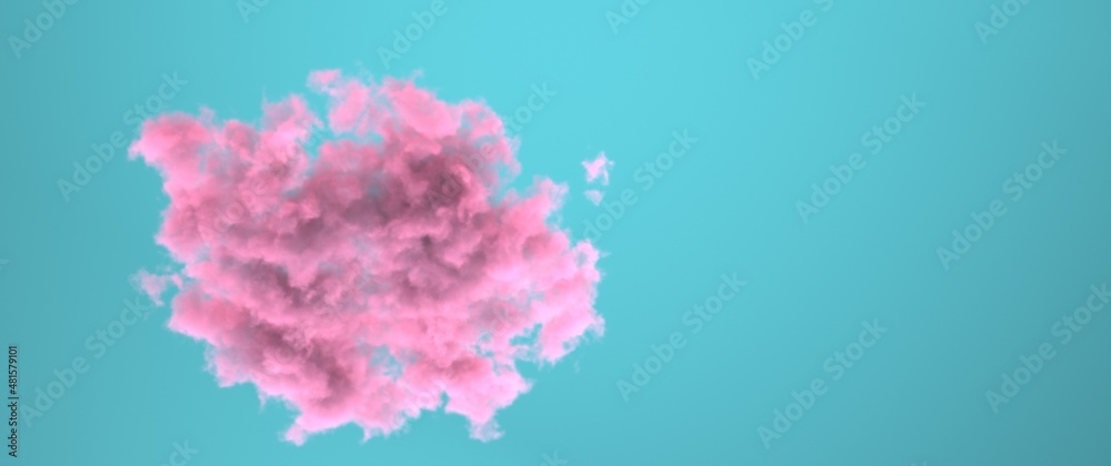 Pink Cloud Cyan Background