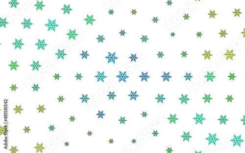 Wallpaper Mural Light Blue, Yellow vector layout with bright snowflakes, stars. Torontodigital.ca