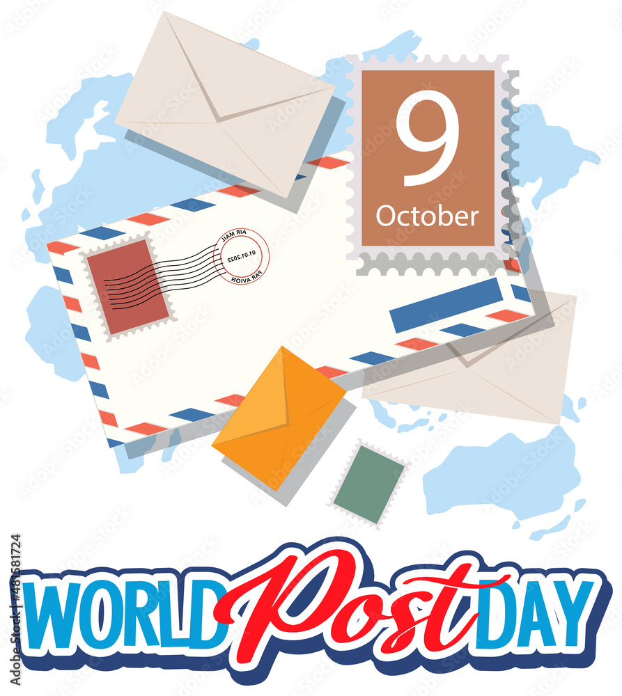 World Post Day banner with envelopes