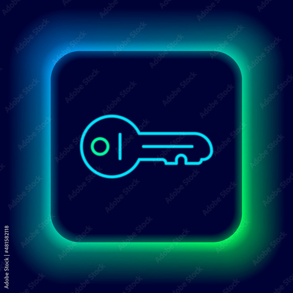 Glowing neon line Old key icon isolated on black background. Colorful outline concept. Vector Glowing neon line Old key icon isolated on black background. Colorful outline concept. Vector