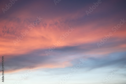Emotional colorful sky after sunset. A magical nature of light phenomenon in evening sky background.  © namsai