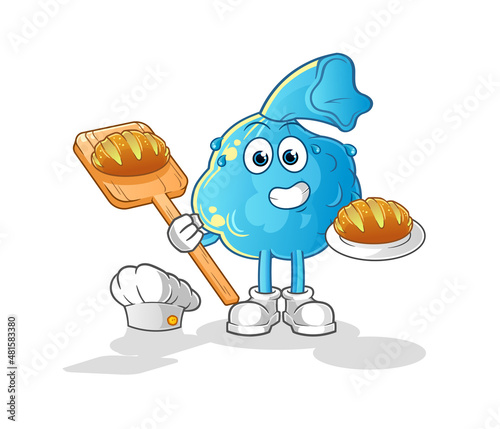 fever compress baker with bread. cartoon mascot vector