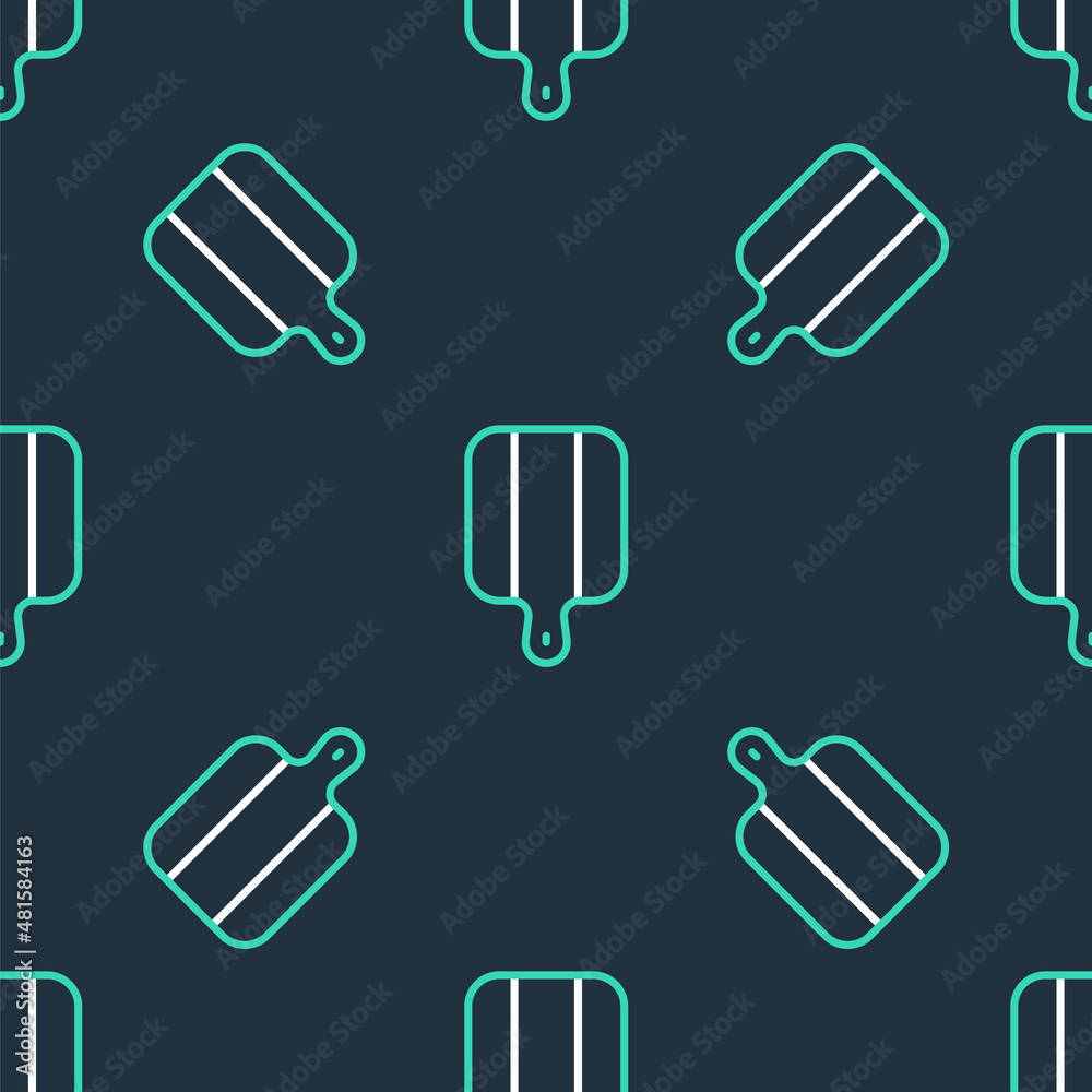 Line Cutting board icon isolated seamless pattern on black background. Chopping Board symbol. Vector