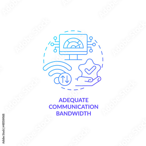 Adequate communication bandwidth blue gradient concept icon. Sensitive data protection online abstract idea thin line illustration. Isolated outline drawing. Roboto-Medium, Myriad Pro-Bold fonts used