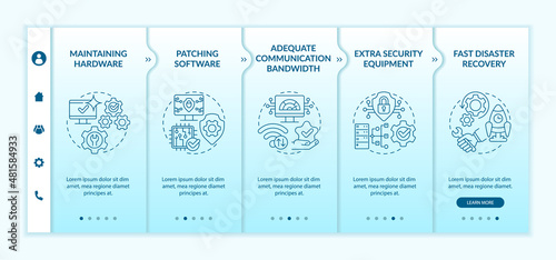 Availability turquoise gradient onboarding template. System protection. Responsive mobile website with linear concept icons. Web page walkthrough 5 step screens. Lato-Bold, Regular fonts used