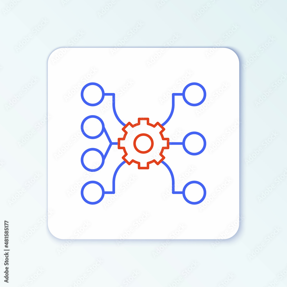 Line Neural network icon isolated on white background. Artificial intelligence AI. Colorful outline concept. Vector Line Neural network icon isolated on white background. Artificial intelligence AI. Colorful outline concept. Vector