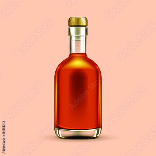Bottle of whiskey or cognac.Design template icon,badge,pictogram,symbol.Vector illustration