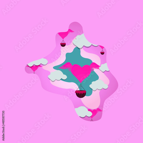 Paper art , cut and digital craft style of the lover
Paper art , cut and digital craft style of the lover
in hot air balloons on pink sky and clouds background
as love , wedding and valentine day conc