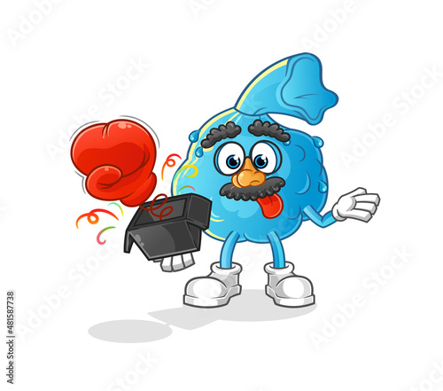 fever compress prank glove in the box. cartoon mascot