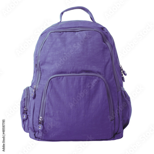 Lilac-blue textile backpack isolated on a white background
