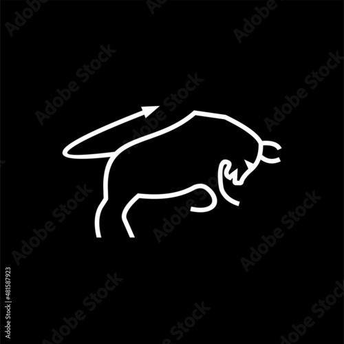bull line art outline monoline linear logo vector icon