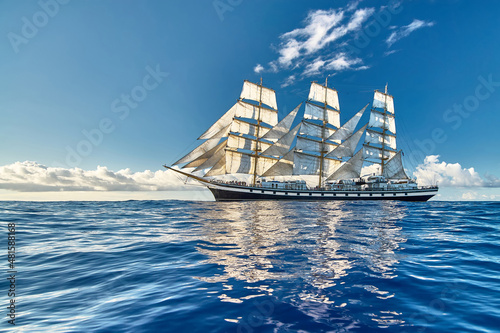 Sailing ship under sail. Sailing. Cruises. Yachting