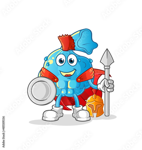 fever compress spartan character. cartoon mascot vector