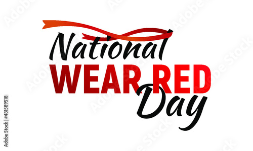 National wear red day isolated on white background. Raster illustration for February 2 date holiday. Great for invitation, card, product packaging, header, poster, label, banners, brochure, wallpaper 