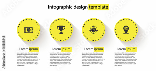Set Basketball game video, Award cup, Planning strategy and Location with basketball. Business infographic template. Vector