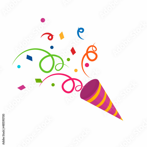 Festive firecracker. Explosion of a festive firecracker with confetti, vector illustration