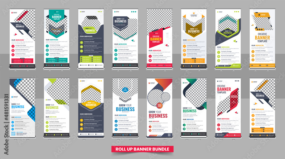 Creative business agency roll up banner design or pull up banner template Bundle