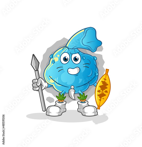 fever compress african tribal fighter mascot. cartoon vector