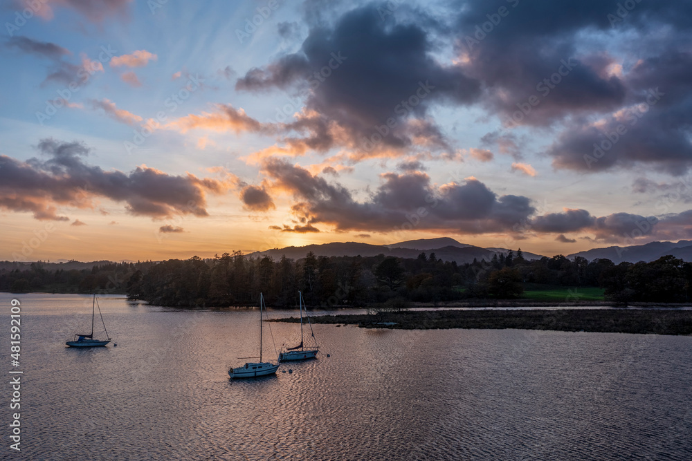 Windermere sunset and boats