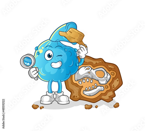 fever compress archaeologists with fossils mascot. cartoon vector