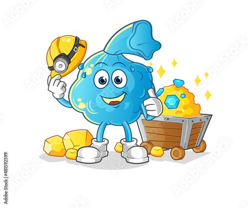 fever compress miner with gold character. cartoon mascot vector
