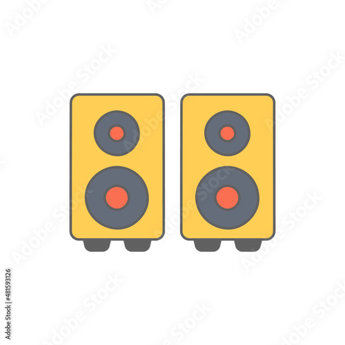 Dual Sound speakers stereo Icon in color icon, isolated on white background 