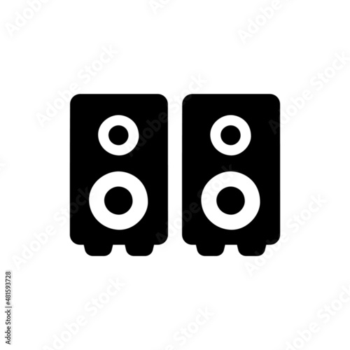 Dual Sound speakers stereo Icon in black flat glyph, filled style isolated on white background
