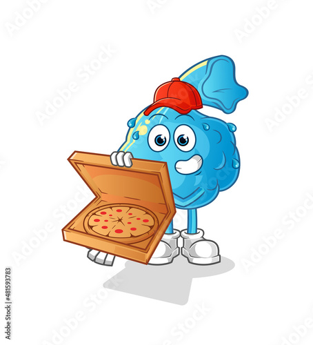 fever compress pizza delivery boy vector. cartoon character
