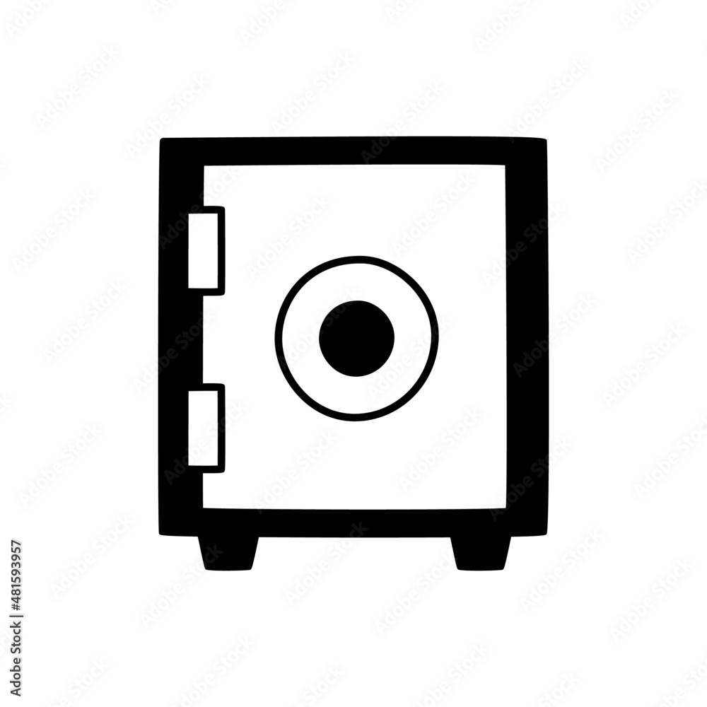 Safe deposit box Icon in black flat glyph, filled style isolated on white background Safe deposit box Icon in black flat glyph, filled style isolated on white background