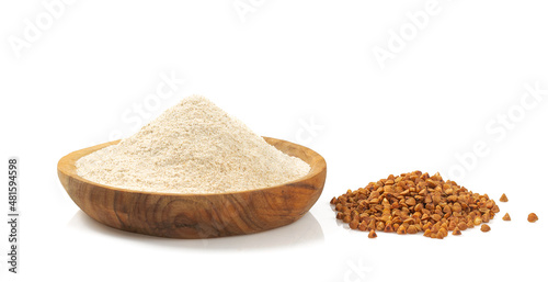buckwheat flour isolated on white backrgound