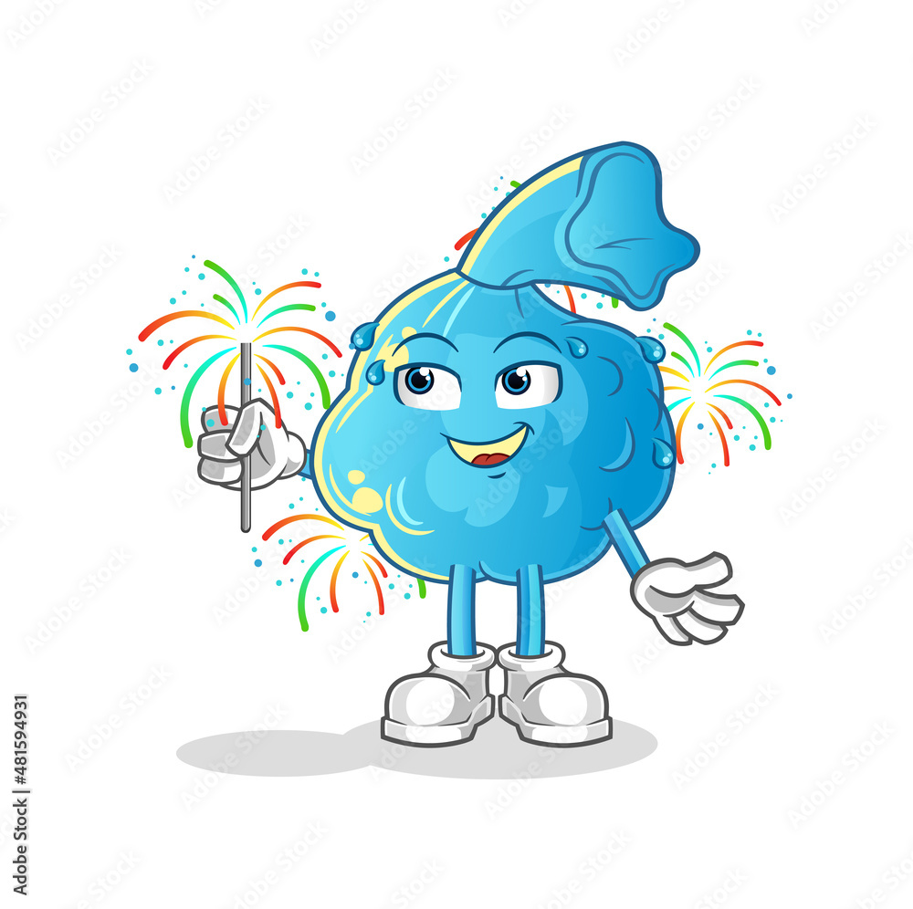 Obraz premium fever compress with fireworks mascot. cartoon vector