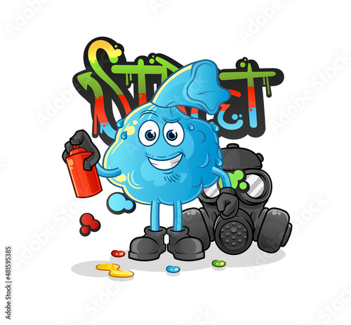 fever compress graffiti artist vector. cartoon character