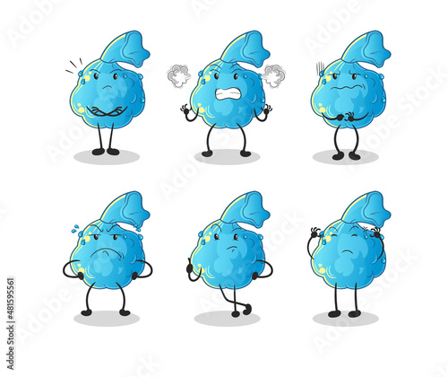 fever compress angry group character. cartoon mascot vector