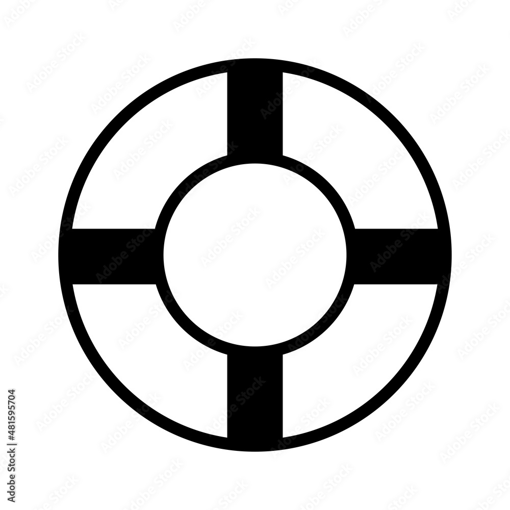 The lifebuoy icon. The black silhouette of a lifebuoy is a means to help drowning people. Vector illustration isolated on a white background for design and web. The lifebuoy icon. The black silhouette of a lifebuoy is a means to help drowning people. Vector illustration isolated on a white background for design and web.