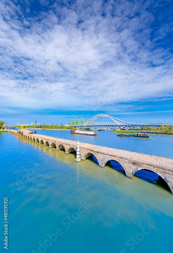 City environment of Precious Belt Bridge and Xianggang Bridge in Suzhou  Jiangsu province