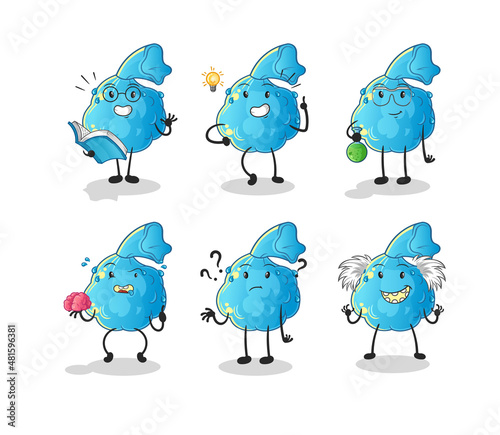 fever compress thinking group character. cartoon mascot vector